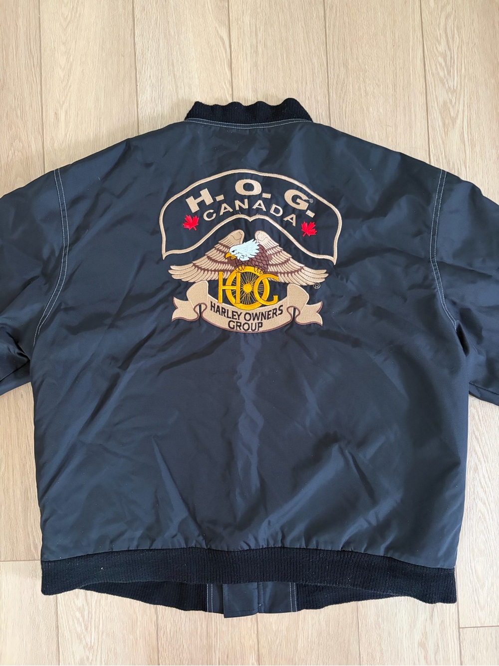 Harley Davidson Owners Group (H.O.G.) Canada Black Bomber Jacket size mens large